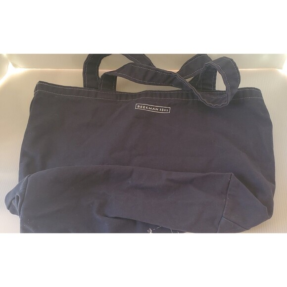 Beekman 1802 Navy Blue Denim Gentleman Goat Tote Bag Handbag - Picture 5 of 7